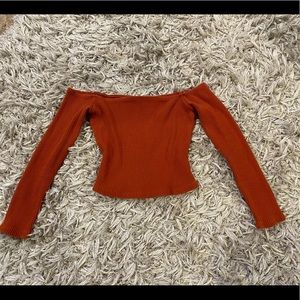 Burnt Orange Long Sleeve Crop Top